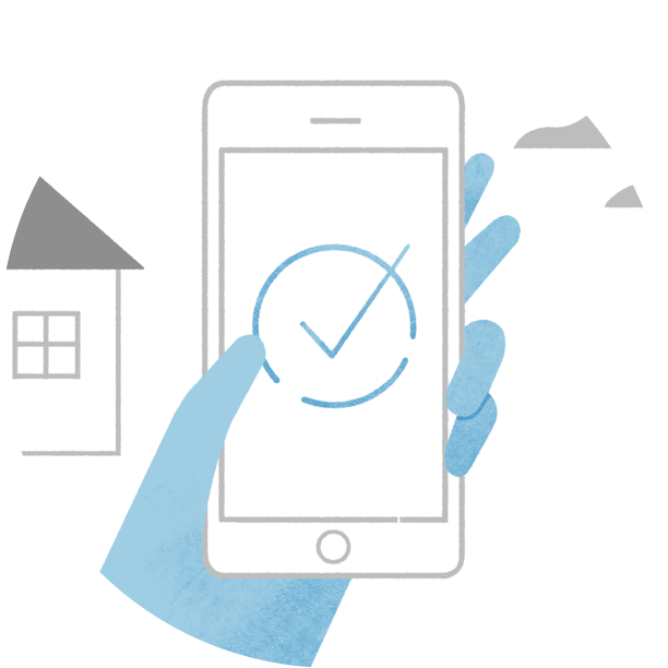 hand holding smartphone displaying a checkmark, symbolizing customer control over Rivergrove privacy and security settings.